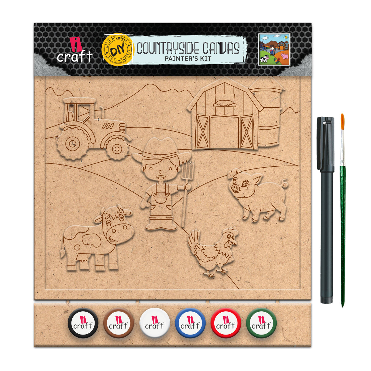 iCraft Countryside Canvas Painter's Kit - PK04 for Kids iCraft